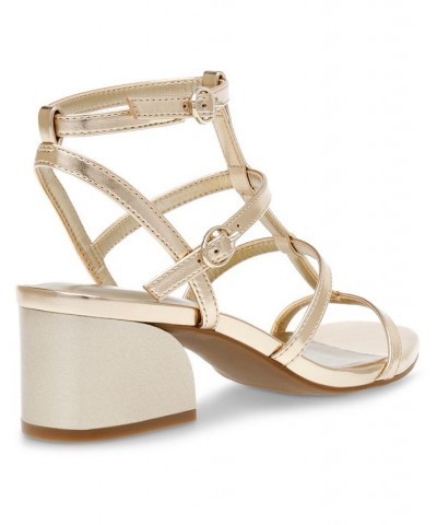 Women's Mecca Block Heel Sandal Gold $53.46 Shoes