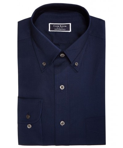 Men's Regular Fit Cotton Pinpoint Dress Shirt Blue $17.60 Dress Shirts