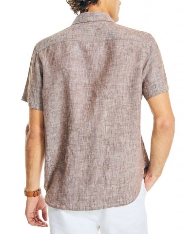 Men's Classic-Fit Solid Linen Short-Sleeve Shirt Brown $29.25 Shirts