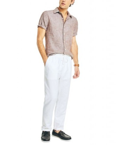 Men's Classic-Fit Solid Linen Short-Sleeve Shirt Brown $29.25 Shirts