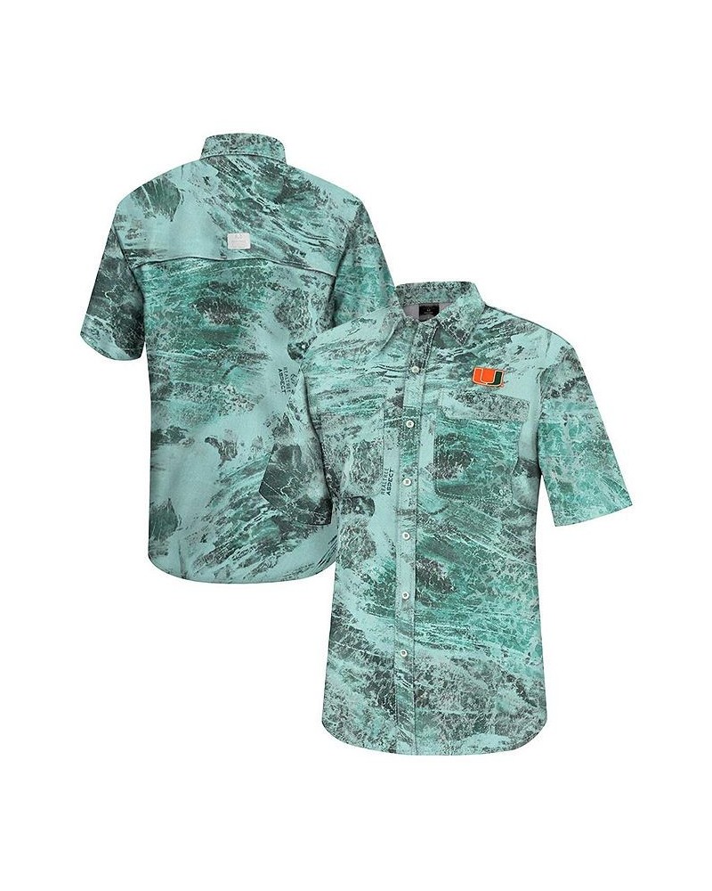 Men's Green Miami Hurricanes Realtree Aspect Charter Full-Button Fishing Shirt $36.00 Shirts