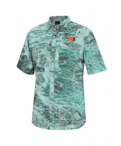 Men's Green Miami Hurricanes Realtree Aspect Charter Full-Button Fishing Shirt $36.00 Shirts