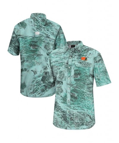 Men's Green Miami Hurricanes Realtree Aspect Charter Full-Button Fishing Shirt $36.00 Shirts