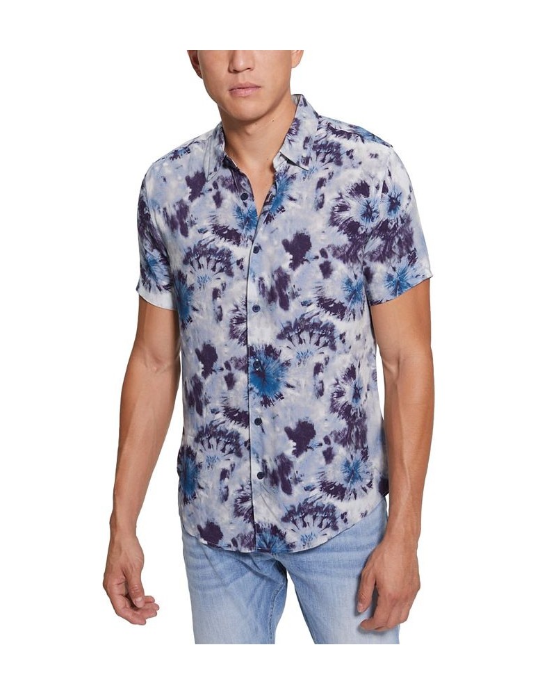 Men's Short-Sleeve Tie-Dye Burst Shirt Yellow $33.29 Shirts