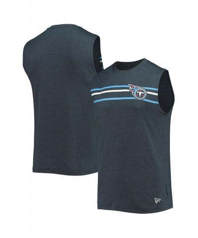 Men's Heathered Navy Tennessee Titans Brushed Sleeveless Tank Top $20.05 T-Shirts