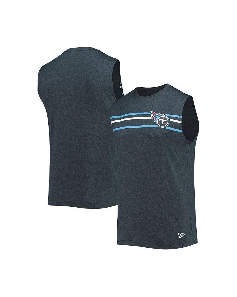 Men's Heathered Navy Tennessee Titans Brushed Sleeveless Tank Top $20.05 T-Shirts