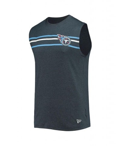 Men's Heathered Navy Tennessee Titans Brushed Sleeveless Tank Top $20.05 T-Shirts