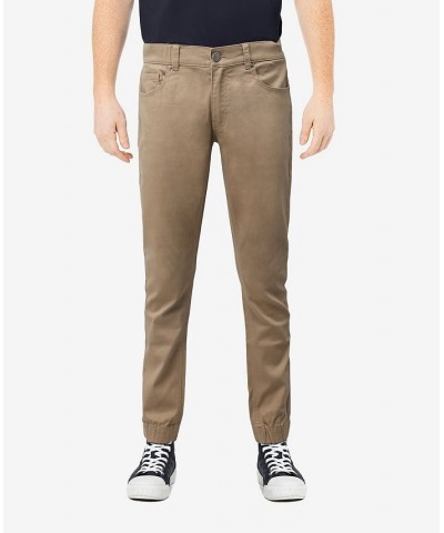 Men's Elastic Waist Cuff Twill Pants Tan/Beige $30.00 Pants