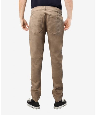 Men's Elastic Waist Cuff Twill Pants Tan/Beige $30.00 Pants