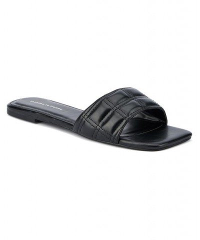 Women's Opal Wide Width Flats Sandals Black $33.64 Shoes