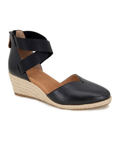 Women's Orya Wedge Pointy Toe Espadrille Sandals Black $62.01 Shoes