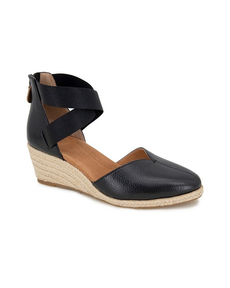 Women's Orya Wedge Pointy Toe Espadrille Sandals Black $62.01 Shoes