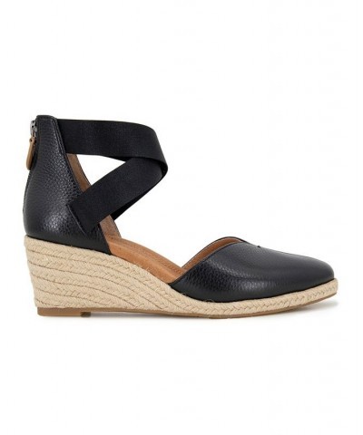 Women's Orya Wedge Pointy Toe Espadrille Sandals Black $62.01 Shoes