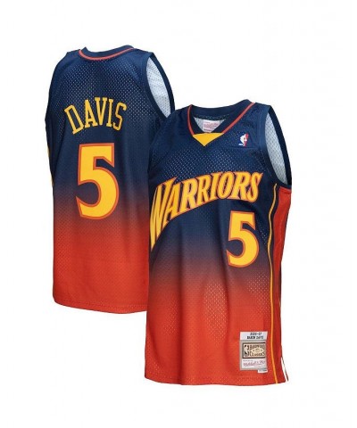 Men's Baron Davis Navy, Orange Golden State Warriors 2006/07 Hardwood Classics Fadeaway Swingman Player Jersey $61.60 Jersey