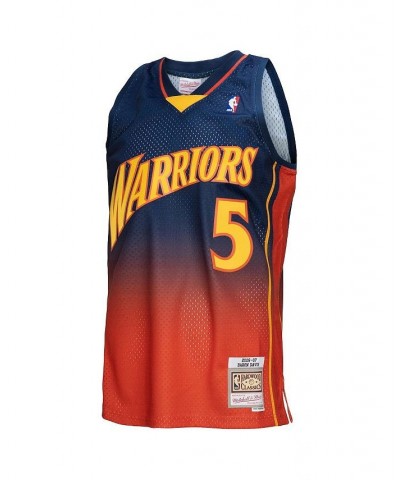 Men's Baron Davis Navy, Orange Golden State Warriors 2006/07 Hardwood Classics Fadeaway Swingman Player Jersey $61.60 Jersey