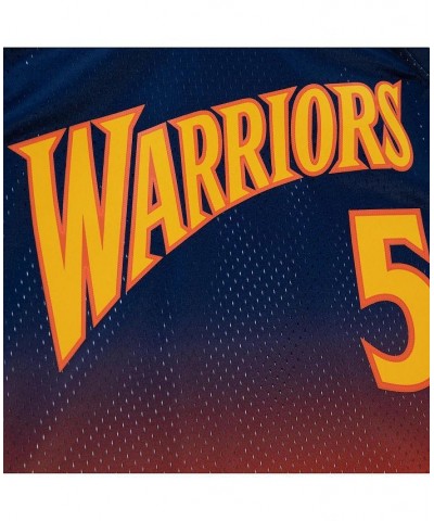 Men's Baron Davis Navy, Orange Golden State Warriors 2006/07 Hardwood Classics Fadeaway Swingman Player Jersey $61.60 Jersey