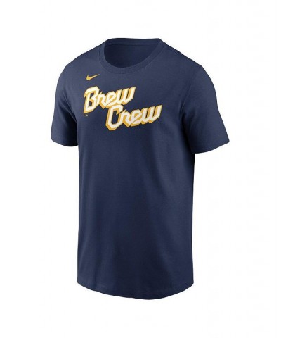 Men's Navy Milwaukee Brewers 2022 City Connect Wordmark T-shirt $25.64 T-Shirts