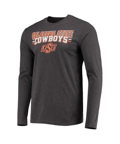 Men's Orange and Heathered Charcoal Oklahoma State Cowboys Meter Long Sleeve T-shirt and Pants Sleep Set $32.00 Pajama