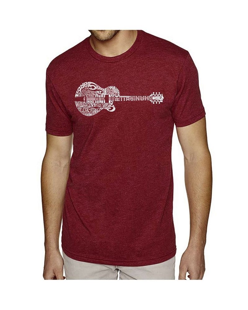 Men's Premium Word Art T-Shirt - Country Guitar Red $18.45 T-Shirts