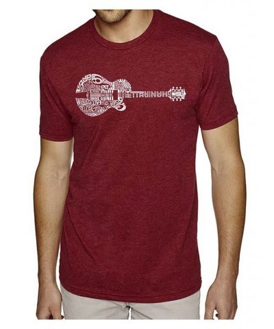 Men's Premium Word Art T-Shirt - Country Guitar Red $18.45 T-Shirts