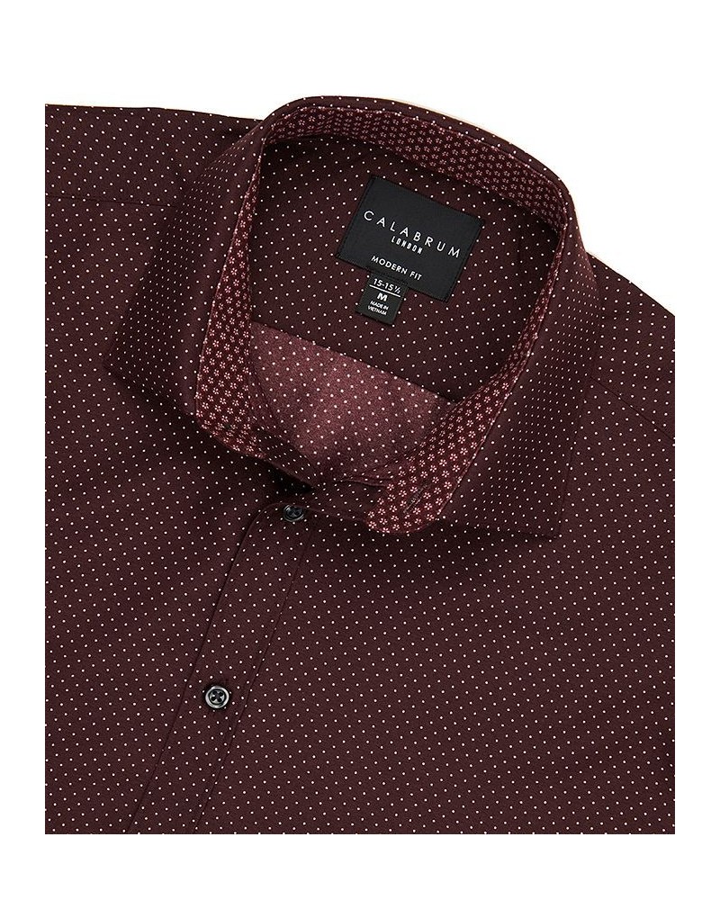 Men's Regular Fit Performance Wrinkle Free Dress Shirt Burgundy $13.63 Dress Shirts