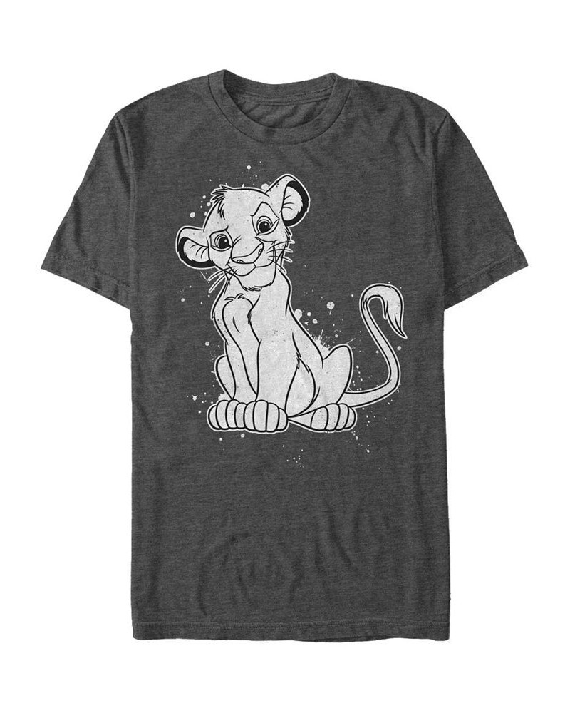 Disney Men's Lion King Simba Smirk Paint Splatter Short Sleeve T-Shirt Gray $18.19 T-Shirts