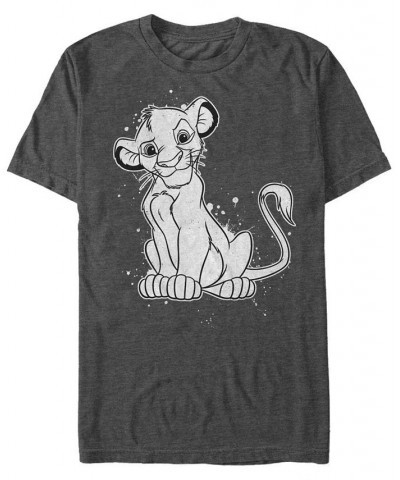 Disney Men's Lion King Simba Smirk Paint Splatter Short Sleeve T-Shirt Gray $18.19 T-Shirts