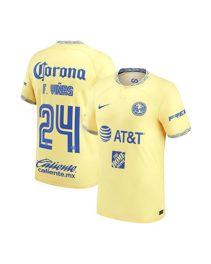 Men's Federico Vinas Yellow Club America 2022/23 Home Replica Player Jersey $42.00 Jersey