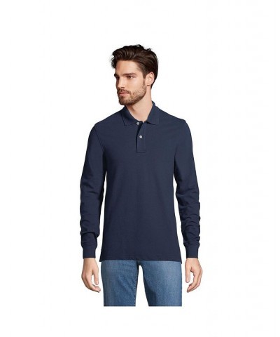 Men's Comfort First Long Sleeve Mesh Polo Blue $27.28 Polo Shirts