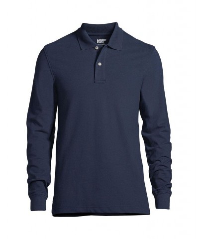 Men's Comfort First Long Sleeve Mesh Polo Blue $27.28 Polo Shirts