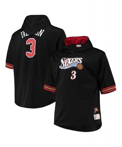 Men's Allen Iverson Black, Red Philadelphia 76ers Big and Tall Name and Number Short Sleeve Hoodie $47.00 Sweatshirt