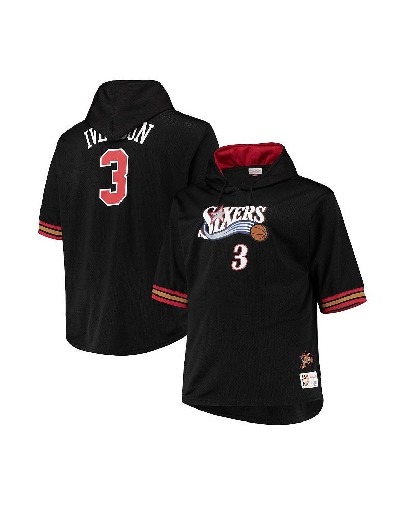 Men's Allen Iverson Black, Red Philadelphia 76ers Big and Tall Name and Number Short Sleeve Hoodie $47.00 Sweatshirt