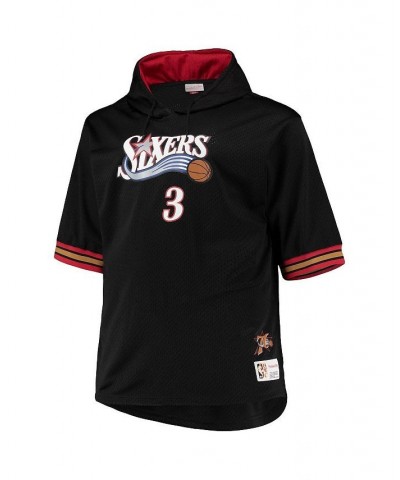 Men's Allen Iverson Black, Red Philadelphia 76ers Big and Tall Name and Number Short Sleeve Hoodie $47.00 Sweatshirt