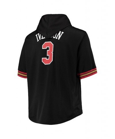 Men's Allen Iverson Black, Red Philadelphia 76ers Big and Tall Name and Number Short Sleeve Hoodie $47.00 Sweatshirt