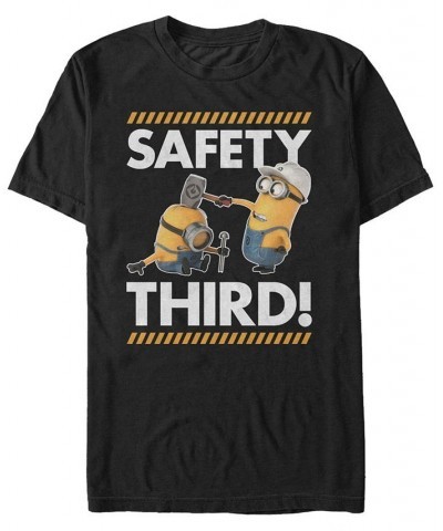 Minions Men's Safety Third Short Sleeve T-Shirt Black $17.50 T-Shirts