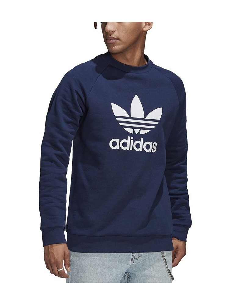 Men's Adicolor Classics Trefoil Crewneck Sweatshirt Blue $36.40 Sweatshirt