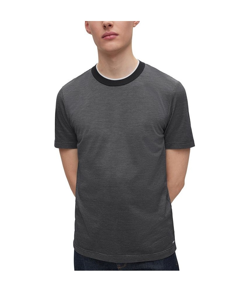 BOSS Men's Cotton and Silk T-shirt Dark Blue $61.66 T-Shirts