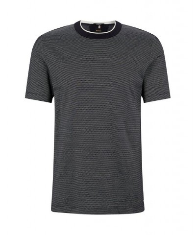 BOSS Men's Cotton and Silk T-shirt Dark Blue $61.66 T-Shirts