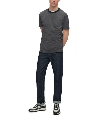 BOSS Men's Cotton and Silk T-shirt Dark Blue $61.66 T-Shirts