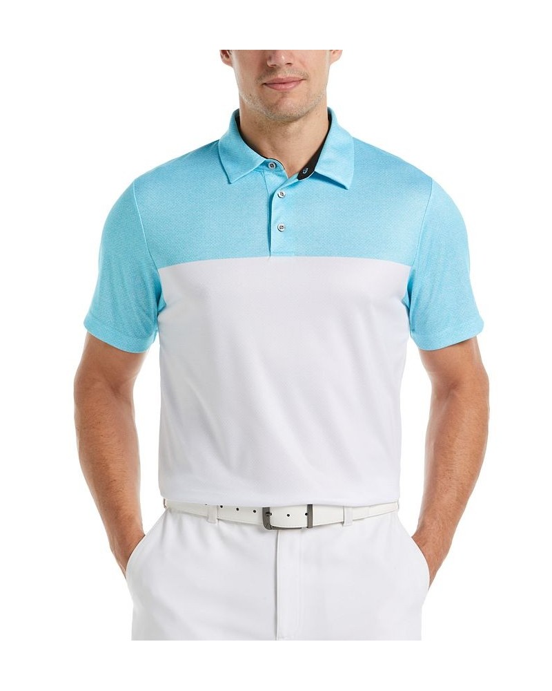 Men's Athletic-Fit Airflux Birdseye Block Print Short Sleeve Golf Polo Shirt PD05 $13.92 Polo Shirts