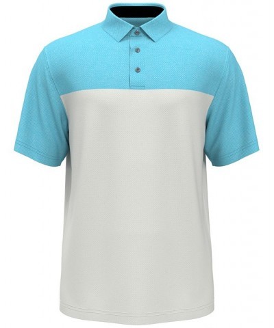 Men's Athletic-Fit Airflux Birdseye Block Print Short Sleeve Golf Polo Shirt PD05 $13.92 Polo Shirts