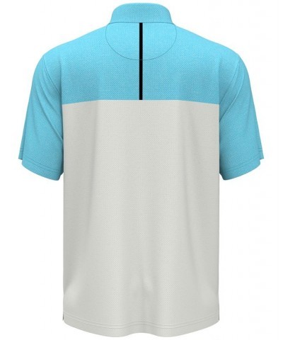 Men's Athletic-Fit Airflux Birdseye Block Print Short Sleeve Golf Polo Shirt PD05 $13.92 Polo Shirts