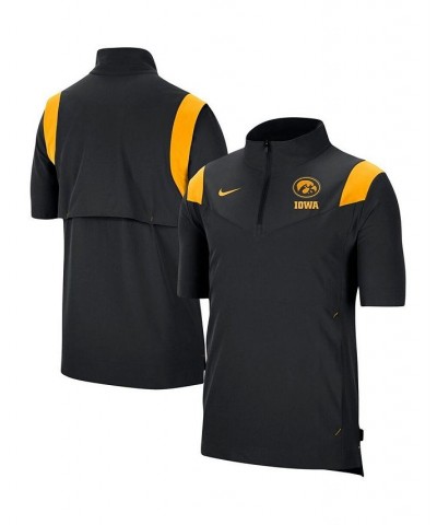 Men's Black Iowa Hawkeyes Coach Short Sleeve Quarter-Zip Jacket $43.99 Jackets