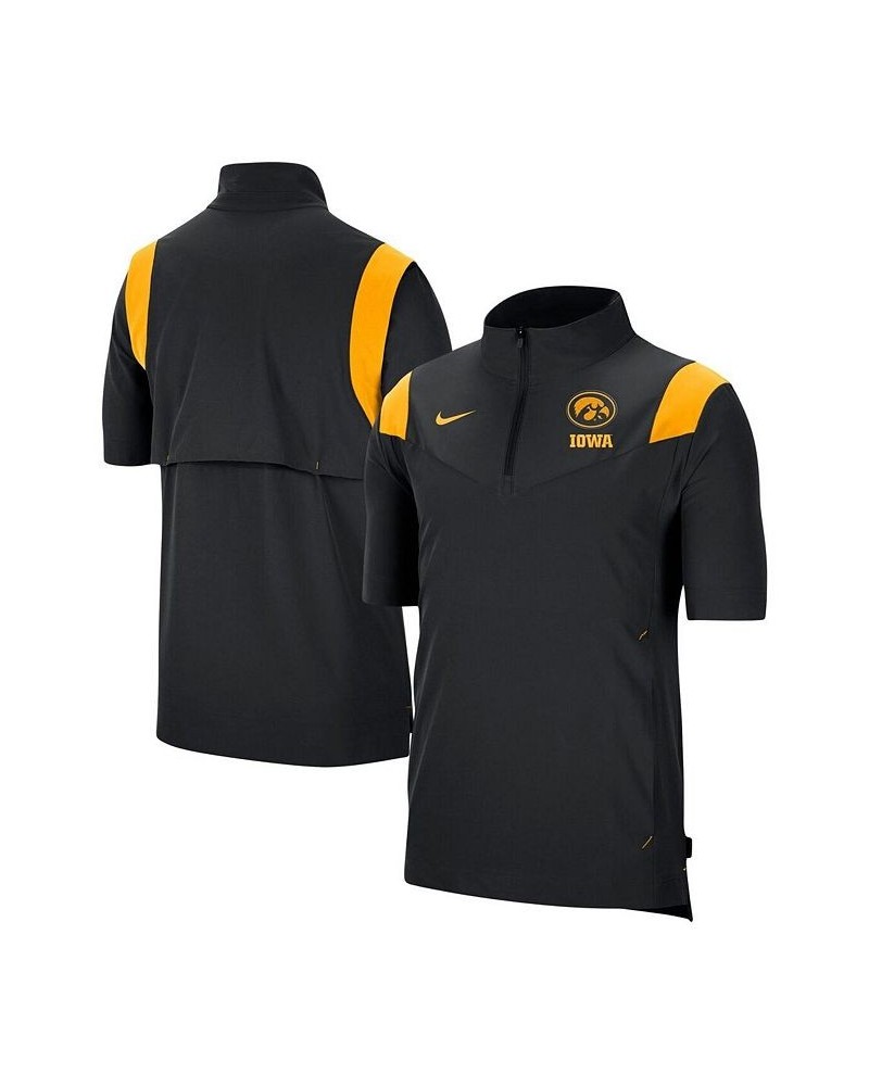 Men's Black Iowa Hawkeyes Coach Short Sleeve Quarter-Zip Jacket $43.99 Jackets