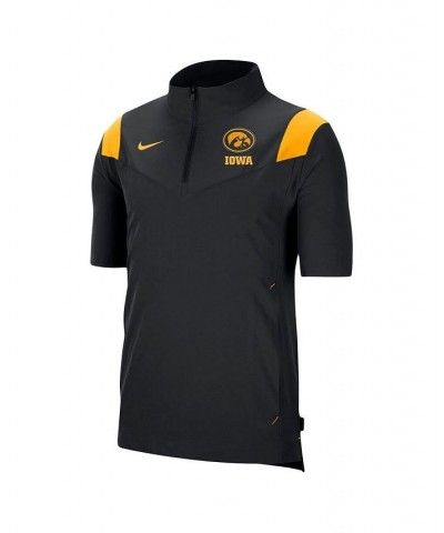 Men's Black Iowa Hawkeyes Coach Short Sleeve Quarter-Zip Jacket $43.99 Jackets