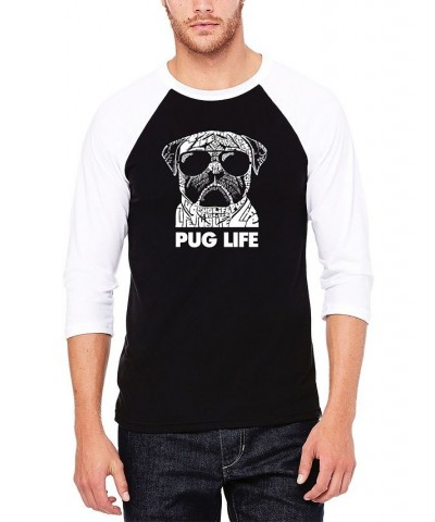 Men's Pug Life Raglan Baseball Word Art T-shirt Black $20.70 T-Shirts