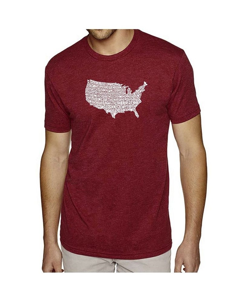 Men's Premium Word Art T-Shirt - The Star Spangled Banner Red $26.99 T-Shirts