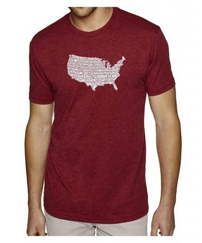 Men's Premium Word Art T-Shirt - The Star Spangled Banner Red $26.99 T-Shirts