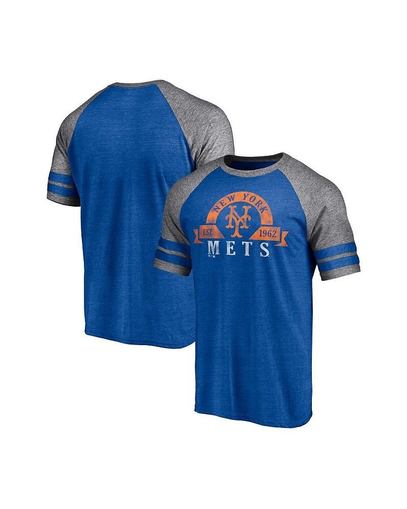 Men's Branded Heather Royal New York Mets Utility Two-Stripe Raglan Tri-Blend T-shirt $24.29 T-Shirts