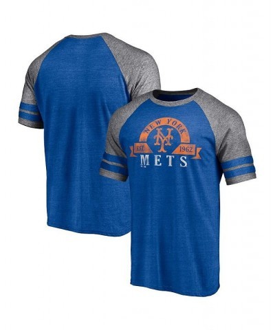 Men's Branded Heather Royal New York Mets Utility Two-Stripe Raglan Tri-Blend T-shirt $24.29 T-Shirts